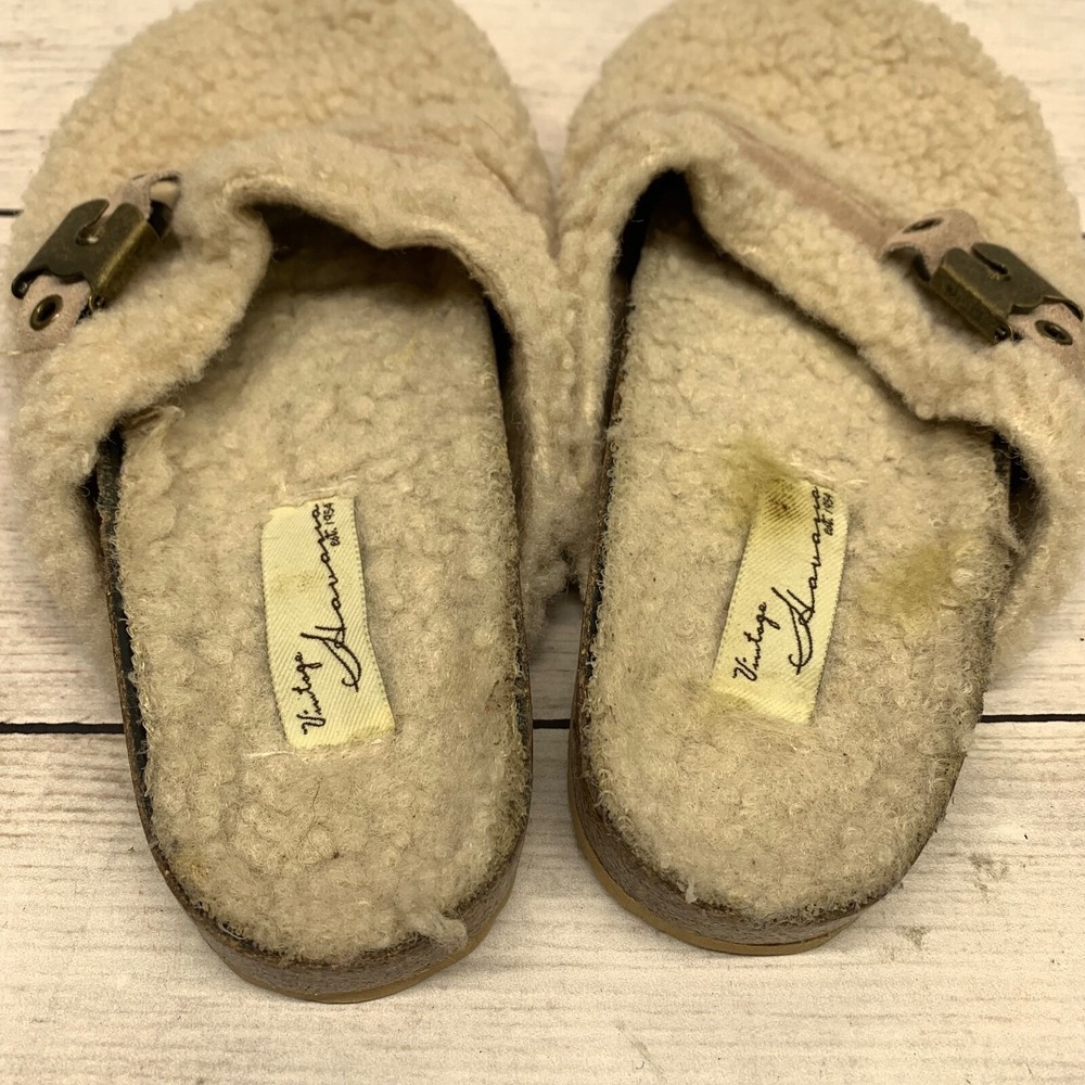 Vintage Havana Shoes Women's 8.5 Ricky Cream Sherpa Buckle Strap Clog Slipper - Picture 8 of 12
